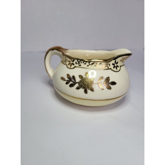 Antique Moriyama Mori Machi Creamer Hand Painted Floral Ivory Gold 1920s Japan - Picture 9 of 13